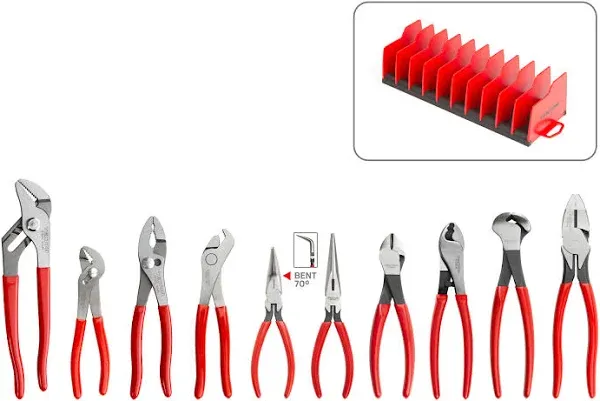 TEKTON Gripping and Cutting Pliers Set with Rack