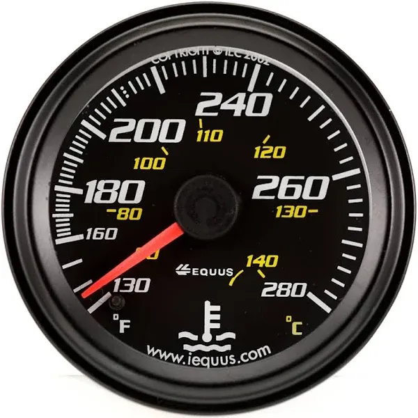 EQUUS 2.0 Dia Water Temp Gauge Black 130-280 E6242