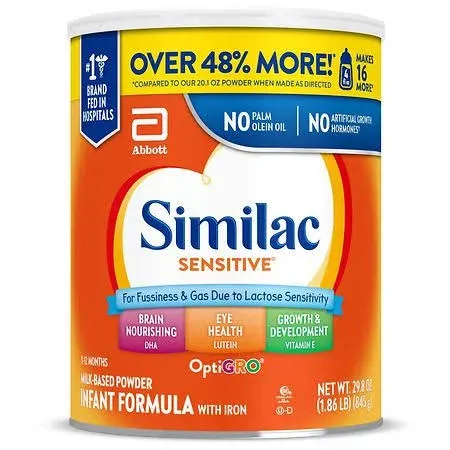 Similac Sensitive For Fussiness and Gas Infant Formula Powder 1-1.86 lb Can