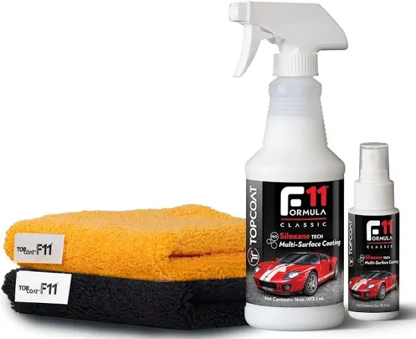 TopCoat F11 Polish & Sealer for Cars, Bikes and More – Water-Based Alternative to Ceramic Wax - 16 oz F11 Kit with Travel Bottle and 2 Microfiber Towels