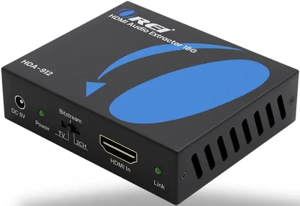 OREI 4K 60Hz 18G HDMI 2.0 Audio Converter Extractor - SPDIF + 3.5mm Output - HDCP 2.2 - Dolby Digital/DTS Passthrough CEC, HDR, Dolby Vision, HDR10 Support (HDA-912)