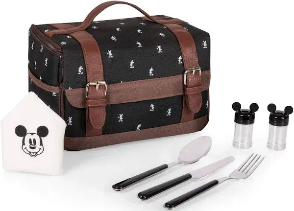 PICNIC TIME Disney Mickey Mouse Lunch Bag, Insulated Lunch Box with Utensil Set, Lunch Cooler Bag, (Mickey Mouse Pattern)