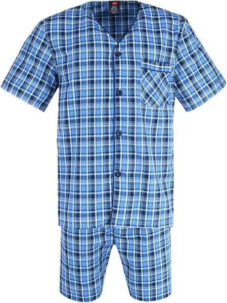 New Hanes Men&#039;s Short Sleeve Short Leg Pajama Set