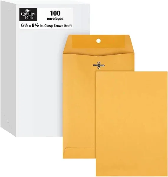 Quality Park Clasp Envelopes, 6.5 x 9.5 - Inch, Brown Kraft, Box of 100 (37863)