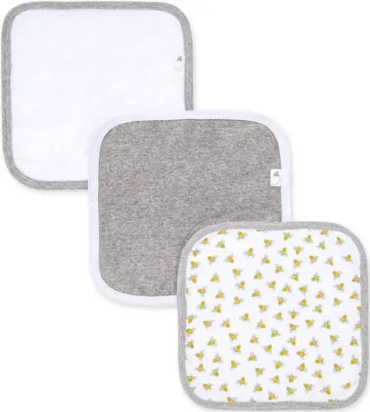 Burts Bees - 3Pk Honey Bee Baby Washcloths, Cloud