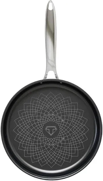 Sunhouse Titanium-Coated Tri-Ply Stainless Steel Pan, Non-Toxic, PFAS PFOA & PTFE Free, Oven Safe, Compatible with All Cooktops (10 inch)