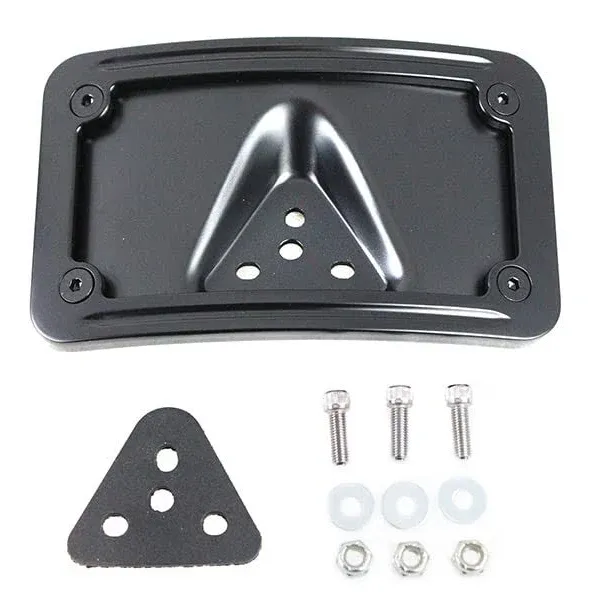 License Plate Bracket Curved Laydown Style Black For Harley 1973-up