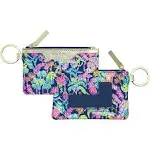 Lilly Pulitzer ID Holder Wallet, Blue Keychain Wallet with Zip Close, Cute Card and ID Case for Women, Happy As A Clam