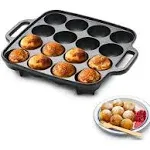 Cast Iron Cookware Aebleskiver Pan with 16 Cake Pop Mold Openings Donut Baking