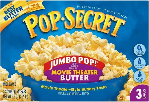 Pop Secret Popcorn, Jumbo Pop Movie Theater Butter, 3-Count Boxes (Pack of 12)