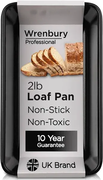 Wrenbury Large 2lb Loaf Pan for Baking Bread - Non Stick 2 lb Bread Pan - Non Toxic Bread Loaf Pan - Heavy Gauge Carbon Steel 2 Pound Cake Pan - Loaf Tin 9.5"