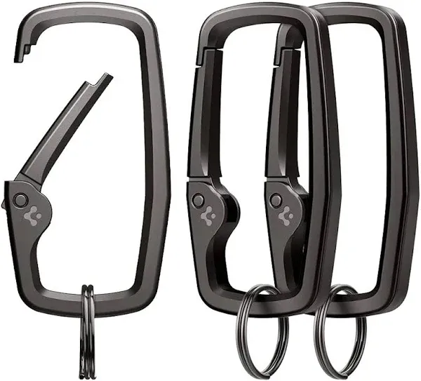 Spigen Life Carabiner Clips D Ring, Spring Snap Hook, Keyring Keychain Hook with Zinc Alloy Caribeaners - 3 Pack