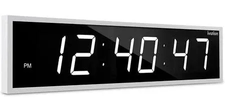 Ivation Electronic Digital Wall Clock LED Rectangle w/ Stopwatch, Alarms, Timer