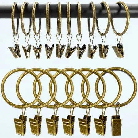 AMZSEVEN 100 Pack Metal Curtain Rings with Clips Drapery Clips Hooks