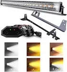 ASLONG 52 inch 300W LED Light Bar White/Amber Flasing Strobe with Six Modes Spot Flood Offroad Driving Light with Upper Windshield Mounting Brackets