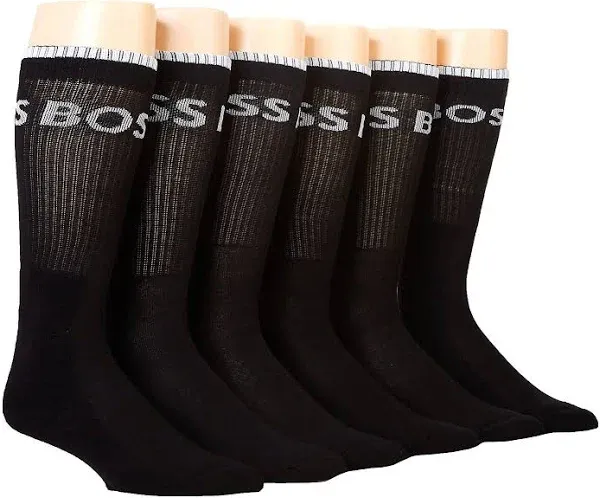 BOSS Men's Six Pack Quarter Length Socks with Banded Branding