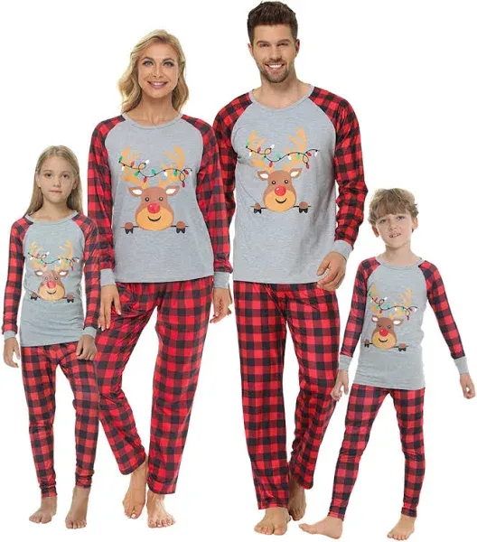 Cute Deer Print Long Sleeve Totem Pajamas