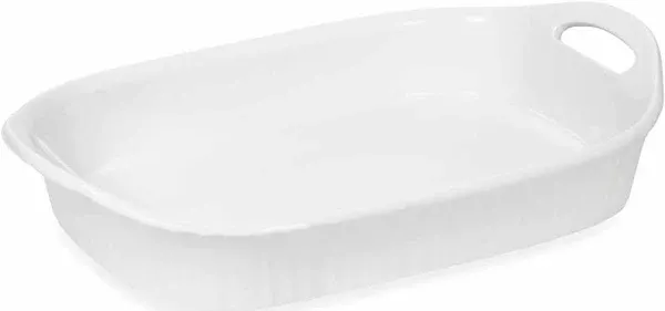 CorningWare French White III 3-Quart Ceramic Oblong Casserole Dish with Sleeve