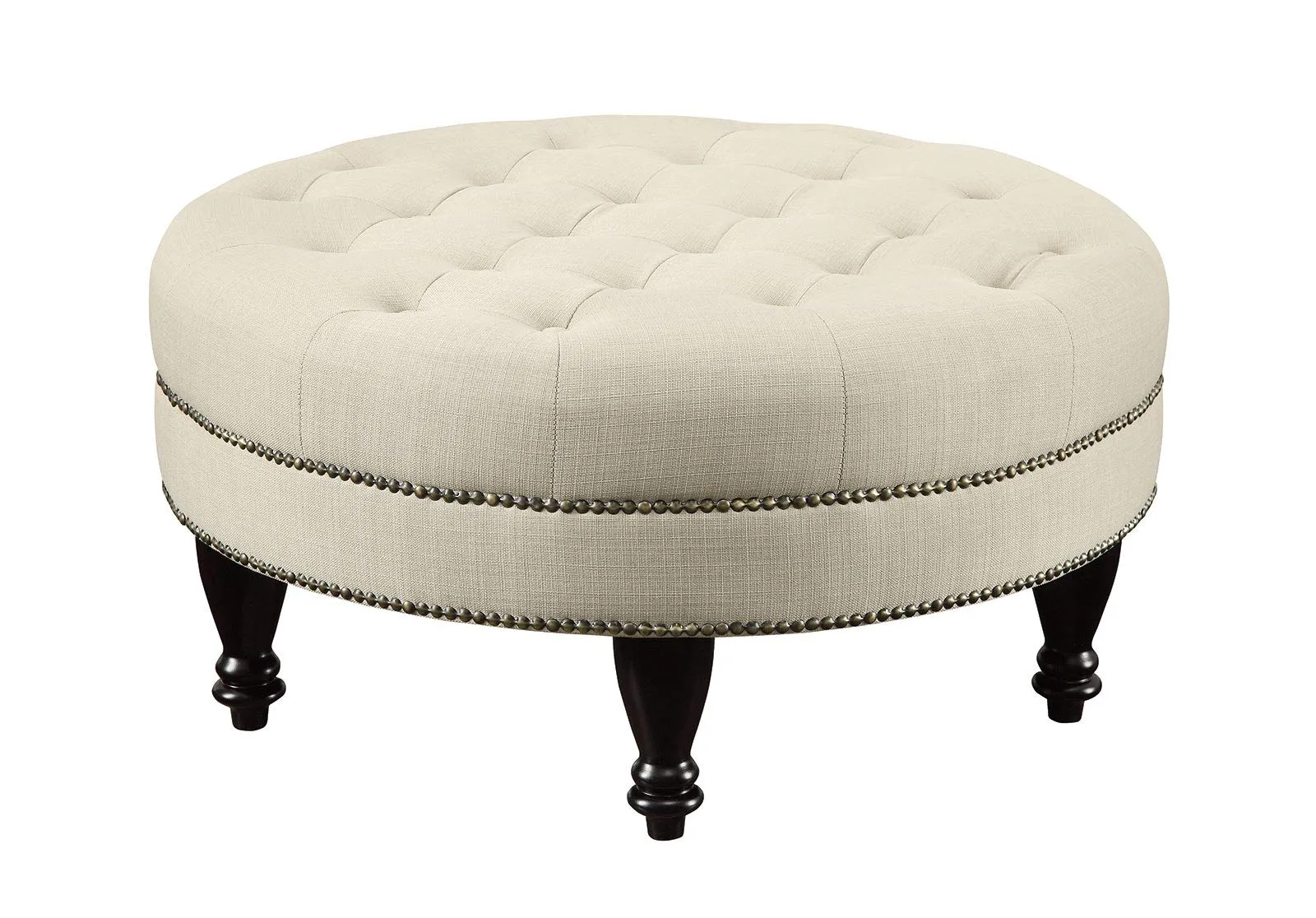 Elchin Round Upholstered Tufted Ottoman Oatmeal