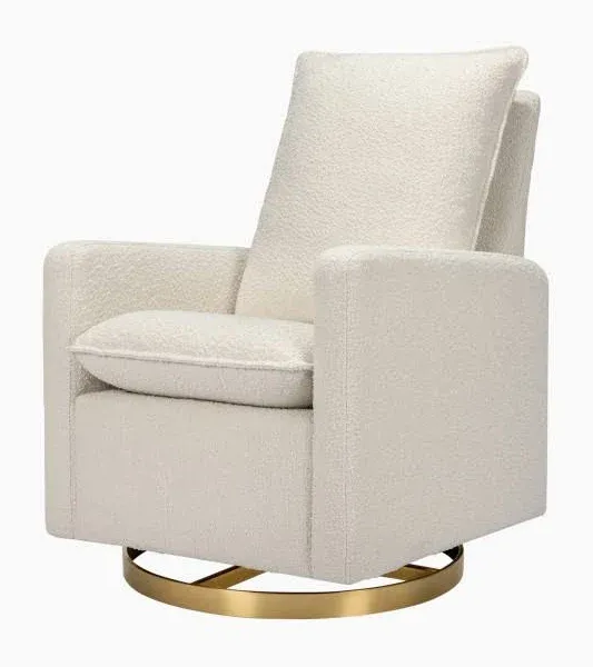 Cali Pillowback Swivel Glider Babyletto Ivory Boucle/Gold Base