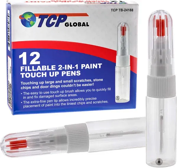 Fillable 2-in-1 Paint Touch-Up Applicator Pens Brush Fix Chips Scratches 12-Pack