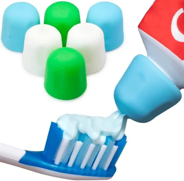 Self Closing Toothpaste Caps 6-Pack by Tilcare No Waste Cap Dispensers for Adult and Kids Bathroom