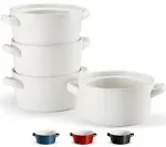  Soup Crocks, Ceramic Stackable Bowls, Broil, Oven, Microwave and Matte White