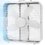 Comfort Zone 20&#034; Box Floor Fan with 3-Speeds and Carry Handle, White