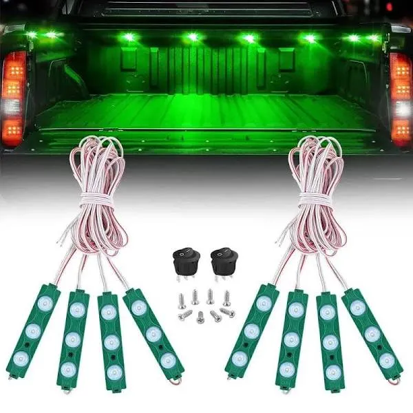 Nilight 8PCS Truck Pickup Bed Light 24LED Blue Cargo Rock Lighting Kits with Switch for Van Off-Road Under Car Side Marker Foot Wells Rail