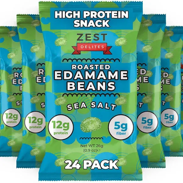 Crunchy Dry Roasted Edamame Beans Snack by Zest Delites Low Calorie High Protein Snacks