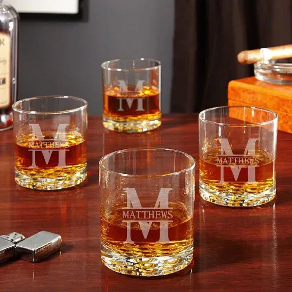 Personalized Buckman Whiskey Glasses, Set of 4