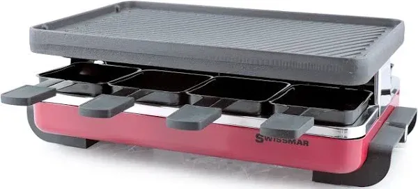 Swissmar Classic 8 Person Raclette Grill W/Aluminum Nonstick Plate, Red