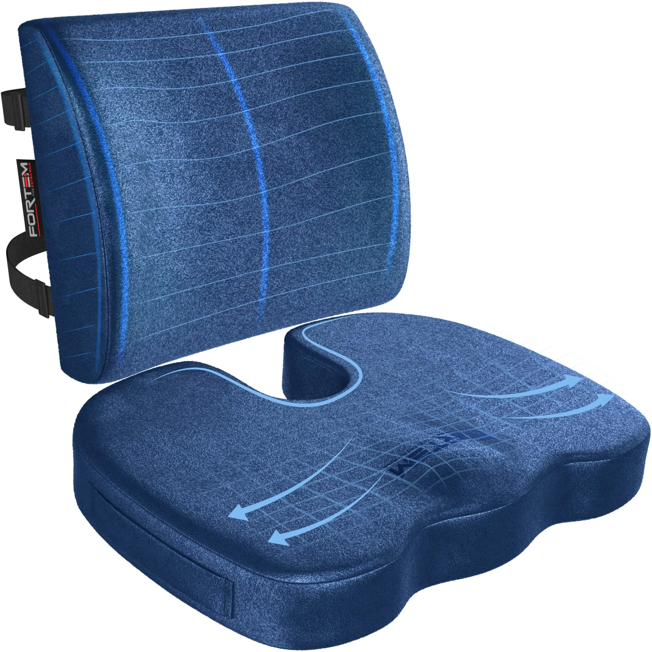 Seat Cushion and Lumbar Support for Office Chair, Desk Chair Cushion, Memory ...