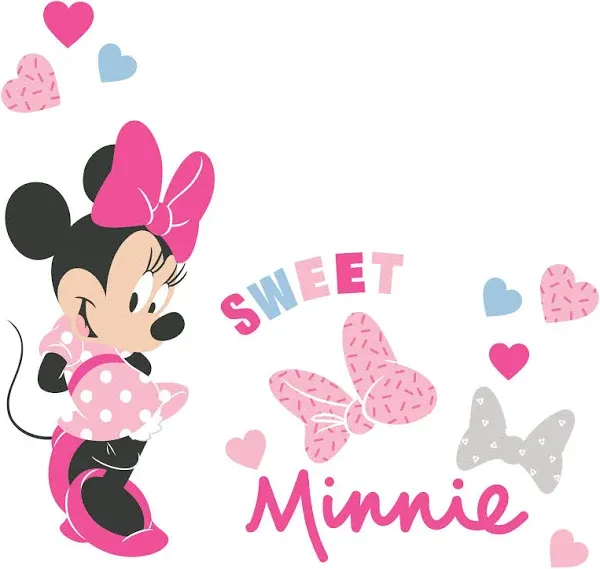 Disney Baby Minnie Mouse Love Wall Decals Stickers with Hearts/Bows Lambs &amp; Ivy