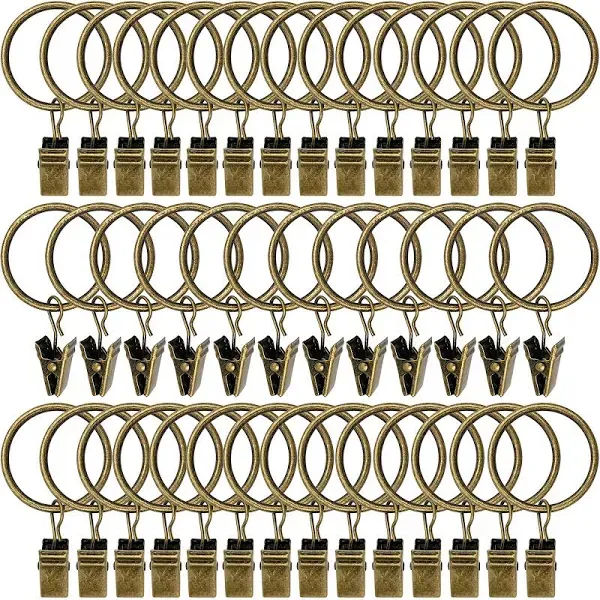 AMZSEVEN 40 Pack Curtain Rings with Clips Drapery Clips with Rings Hangers Drapes Rings 1.26 Inch Interior Diameter