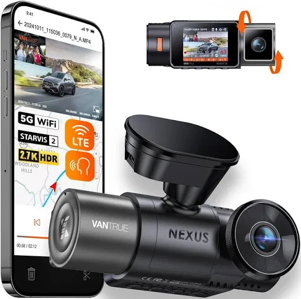 Vantrue N2X 2.7K Front &amp; Interior Dash Cam | WiFi | IR Night Vision | LTE Option