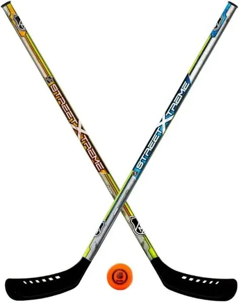 Franklin Sports Youth Street Hockey Set Includes 2 Hockey Sticks and 1 Ball