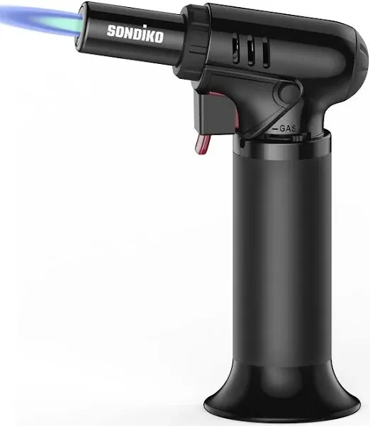 Sondiko Butane Torch with Fuel Gauge S907 Refillable Soldering Torch Lighter with Adjustable Flame for Welding