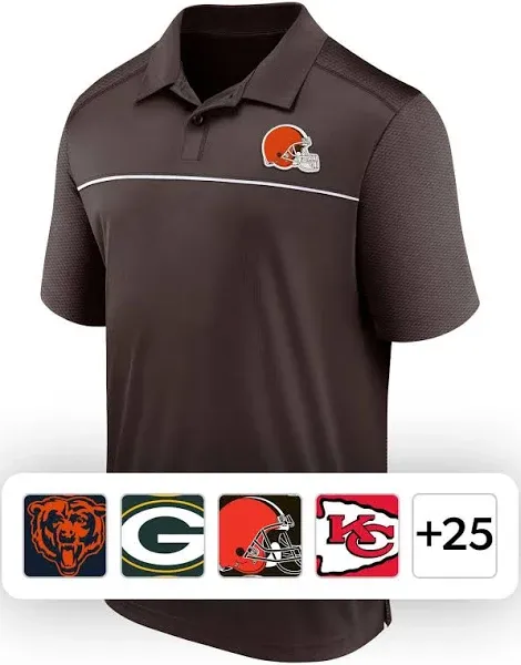 NFL Team Apparel Men Orange Football Cleveland Browns Rugby Polo Shirt Medium M