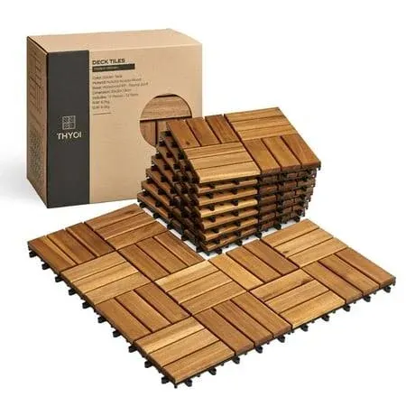 10 Pcs Interlocking Deck Tiles 12&#034; x 12&#034;, Patio Flooring Outdoor Waterproof, ...