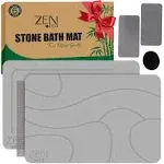 Bathroom Stone Mat Quick Dry (6-Piece) – Quick Dry Stone Bath mat with 1X Soft Diatomaceous Earth Bath Mat & 2X Stone Dish – Non-Slip Stone Shower Mat (23.5" x 15.5") Grey