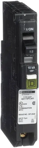 Square D Circuit Breaker 15A - Black (QO115PCAFIC)