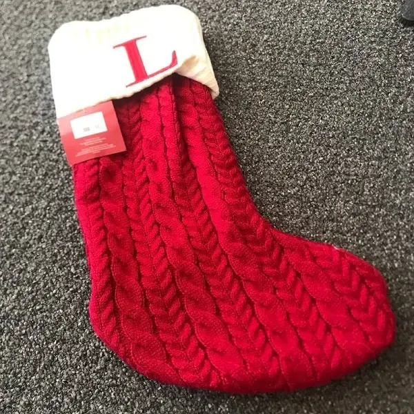 St. Nicholas Square 21 Inch Cable Knit Monogram Stocking L