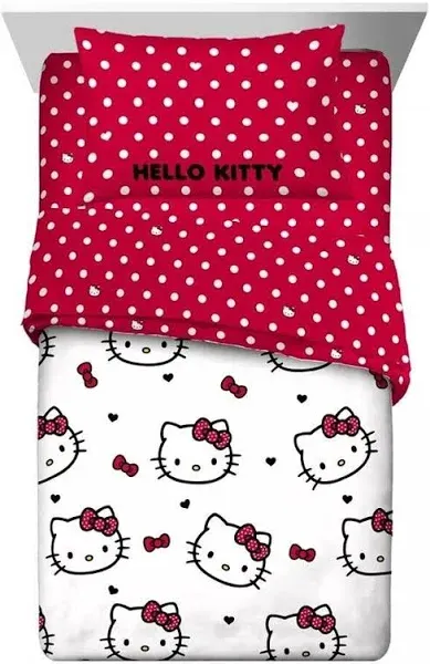 Hello Kitty &#034;Big Bow&#034; Kids Reversible Twin Bed Set-W539861348<wbr/>35, W53916529845