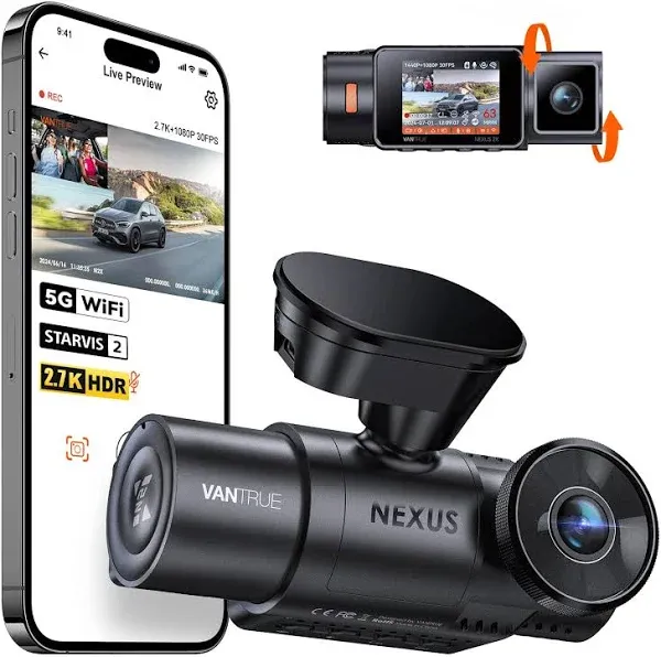 Vantrue N2X 2.7K Front &amp; Interior Dash Cam | WiFi | IR Night Vision | LTE Option