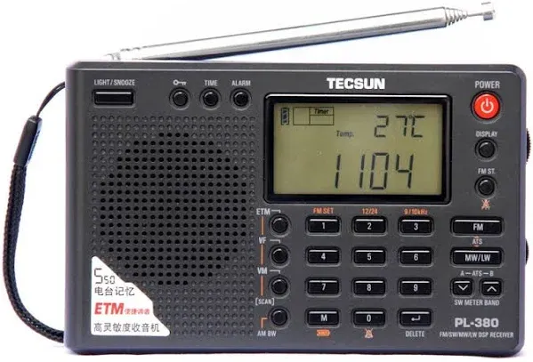 TECSUN PL-380 DSP FM Stereo. MW. SW. LW. World Band PLL Radio Receiver, LCD Display, ETM Function Added