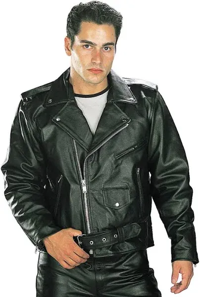 Xelement Men's B7100 Classic Top Grade Leather Motorcycle Biker Jacket