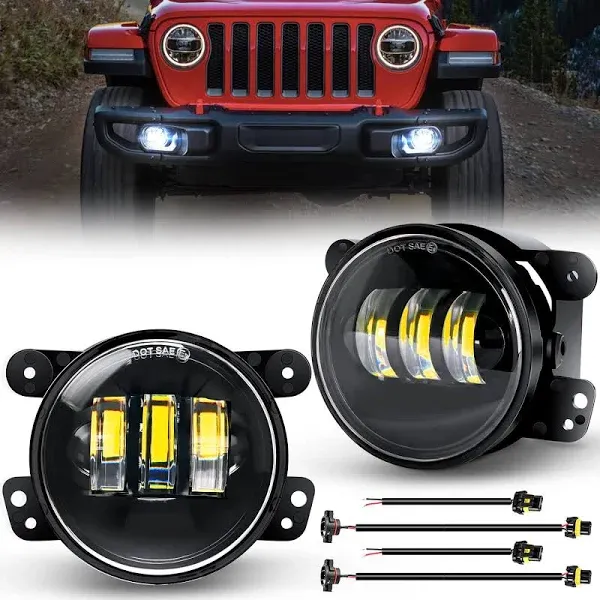 Nilight 4 inch LED Fog Light Assembly Compatible with 2007 2008 2009 2010 2011 2012 2013 2014 2015 2016 2017 2018 Jeep Wrangler JK Unlimited JKU W