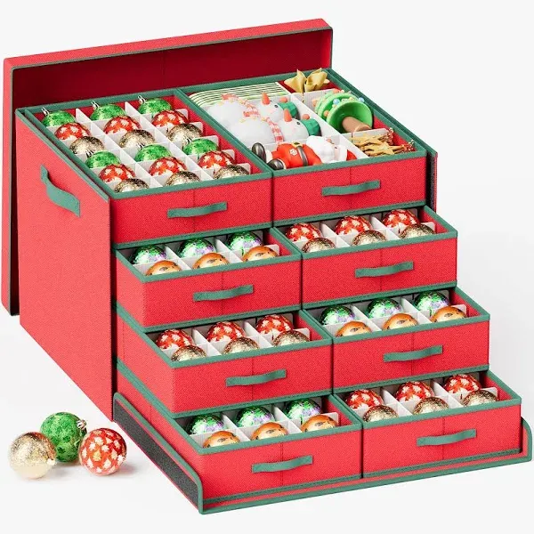 Kufutee Christmas Ornament Storage Box 144 Bits 3" Adjustable Dividers Ornament Organizer