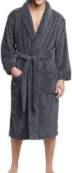 Hanes Men&#039;s Soft Touch Cozy Fleece Robe, Navy, One Size